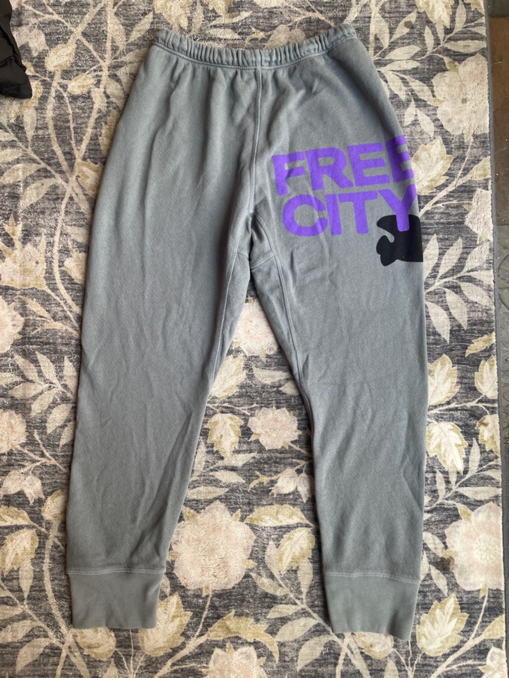 FREECITY Gray Joggers with Purple FREE CITY Logo Size XS EUC